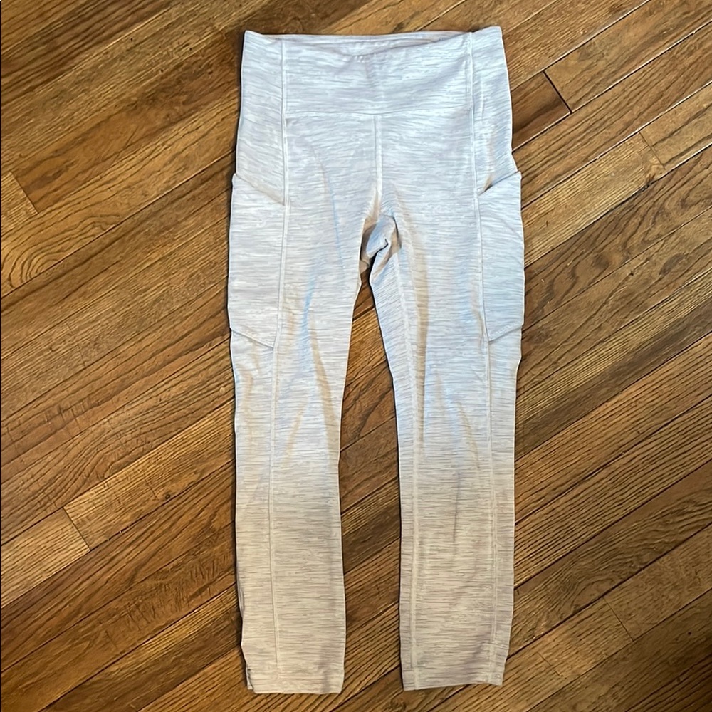 Lululemon Light Gray Striped Leggings